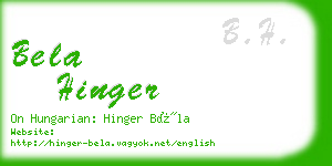 bela hinger business card